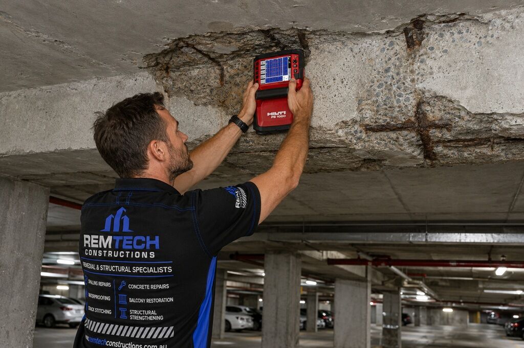 Remtech Constructions - Basement Car Park Soffit And Beam Concrete Cancer Repairs