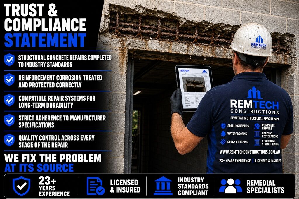 Concrete Grinding Sydney 24 Lintel Replacement Service In Sydney - Trust & Compliance Statement - Remtech Constructions